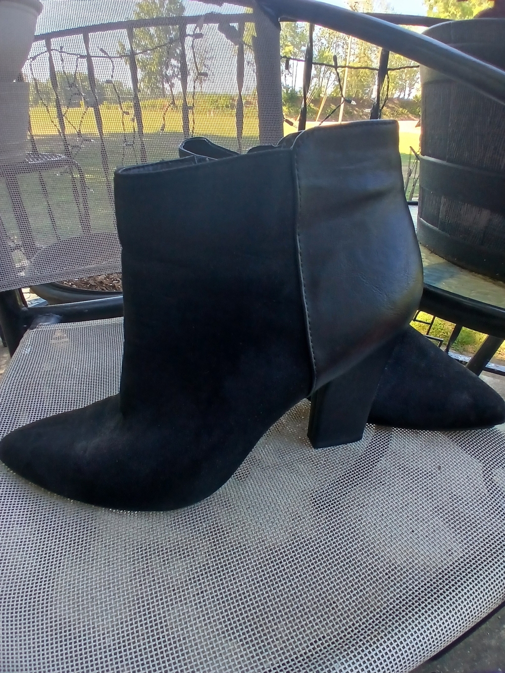 Nine West Black Suede and Leather Ankle Booties, Classic, Classy, Whimsigoth